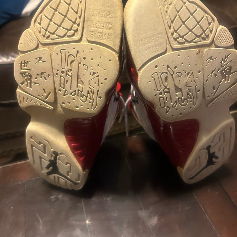 Red and White Sneakers Air Jordan’s. Retro 9 size 10.5 - Picture 4 of 6